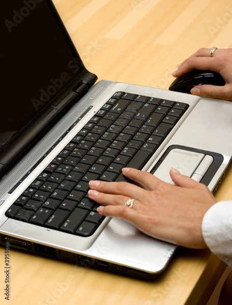 Obraz Woman working on laptop.