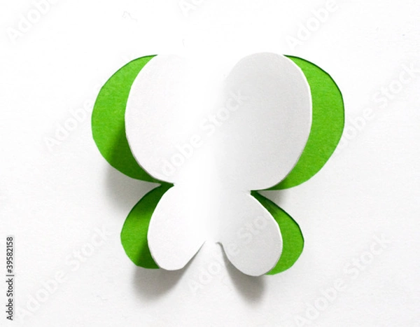 Fototapeta Greeting card with paper butterfly