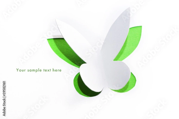 Fototapeta Greeting card with paper butterfly