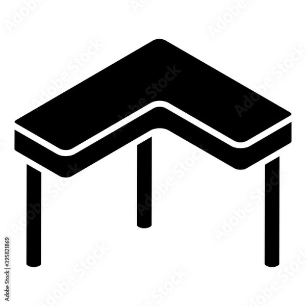 Obraz 
Office wooden interior, corner table icon in glyph isometric style 

