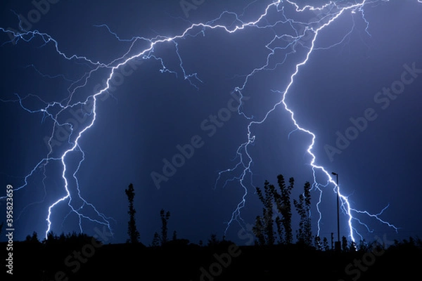 Fototapeta Double Trouble Cloud to Ground Lightning