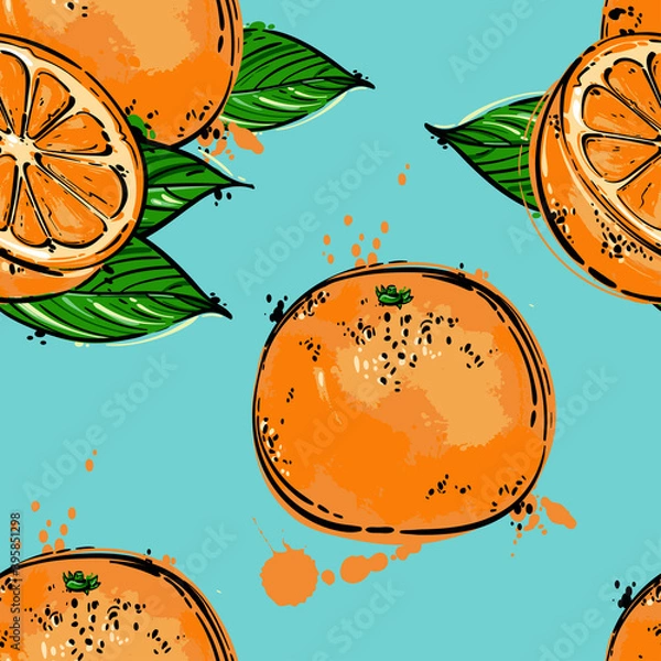 Obraz Seamless vector abstract pattern with oranges.