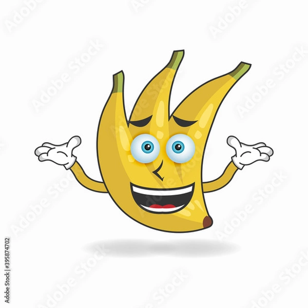 Fototapeta Banana mascot character with a confused expression. vector illustration