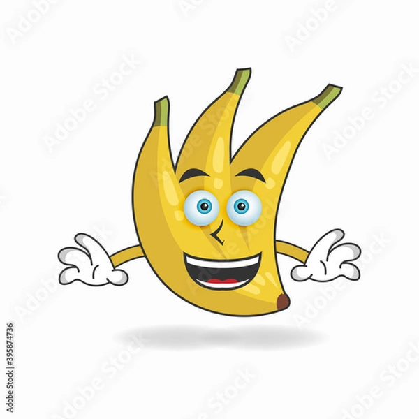 Fototapeta Banana mascot character with smile expression. vector illustration
