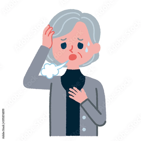 Obraz 辛そうなシニア女性のイラスト素材