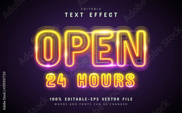 Fototapeta Open text, colorful neon text effect