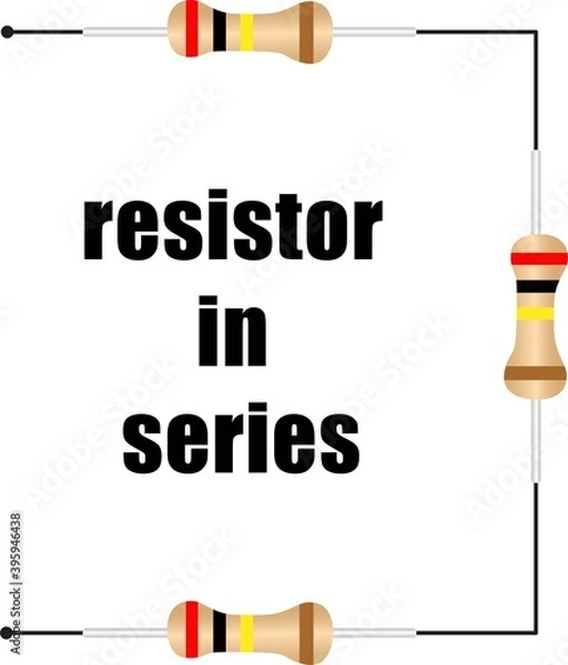 Fototapeta three resistors in series on white background