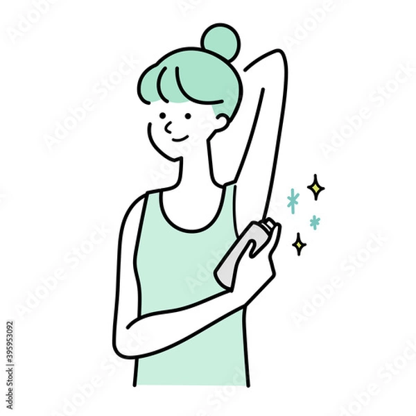 Obraz 制汗スプレーする女性イラスト