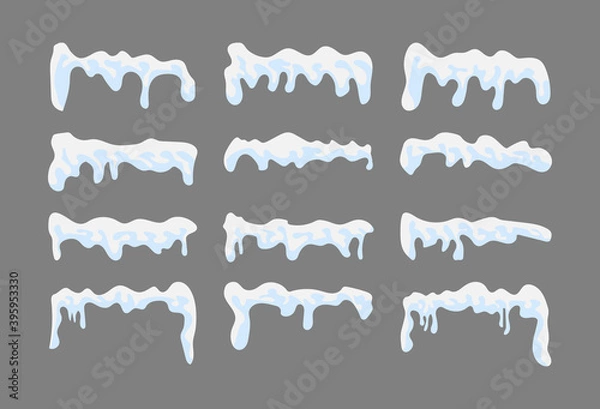 Fototapeta Set of snows on gray background. Flat. Vector illustration