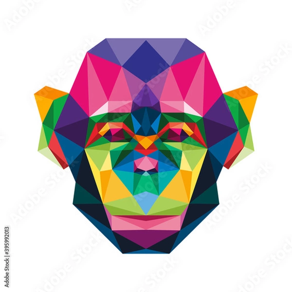 Obraz monkey head low poly geometric polygonal triangle logo icon symbol design template