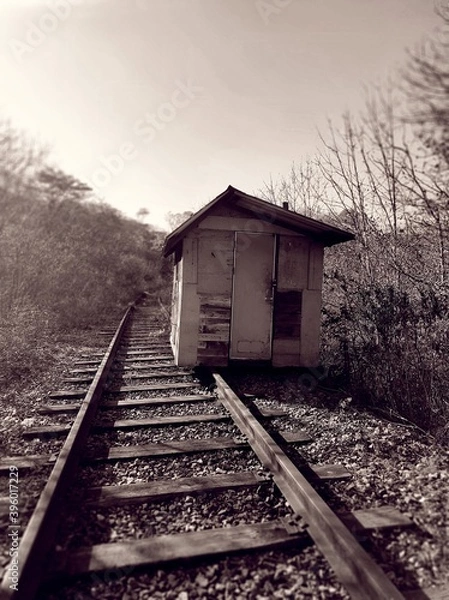 Fototapeta Abandoned house on the railway
