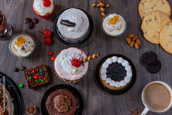Obraz Variety of cakes and desserts on a table