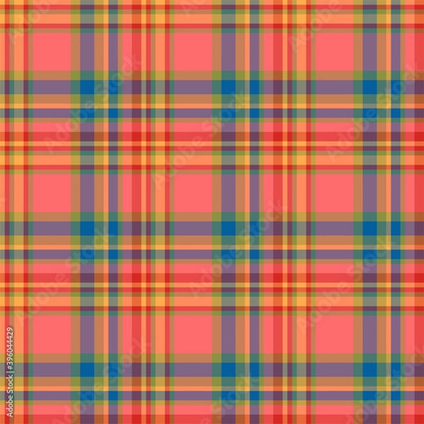 Fototapeta Plaid seamless pattern. Vector background of textile ornament. Flat fabric design.