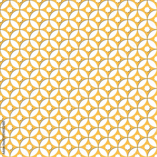 Fototapeta Arabic arabesque seamless pattern with colorful elements on white background. Design greeting card for Ramadan Kareem, Islamic ornamental colorful detail of mosaic. Vector geometric illustration.