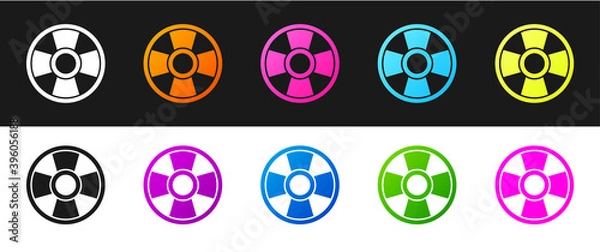 Fototapeta Set Casino chip icon isolated on black and white background. Casino gambling. Vector.