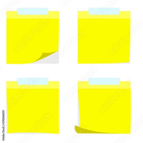Obraz Illustrator vector of yellow blank note paper, note paper template