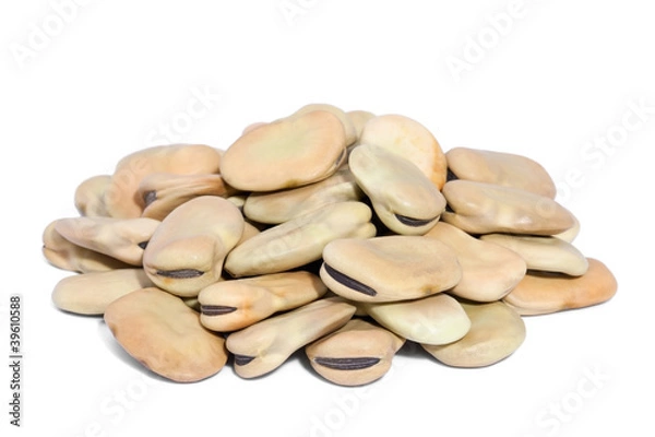 Fototapeta Pile Broad Beans isolated on white background.