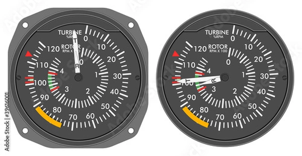 Obraz Aircraft indicators 4 - 480B dashboard set