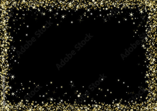 Fototapeta Stars and sparkles border on a black background