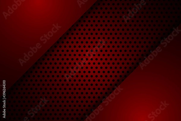Fototapeta Dark red background of modern technology. Dark red shapes on a carbon grid.
