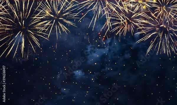 Obraz Beautiful Blue Holiday background with fireworks