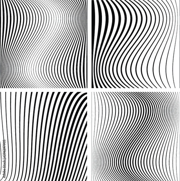Fototapeta Abstract Vector Wave Stripes . Vertical Curved Lines .