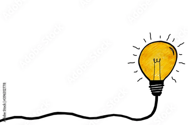 Fototapeta Glowing lightbulb symbol on a white background. Concept for creative ideas and innovations.