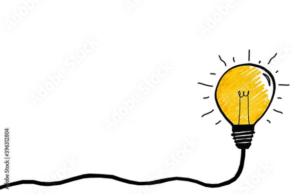 Fototapeta Glowing lightbulb symbol on a white background. Concept for creative ideas and innovations.