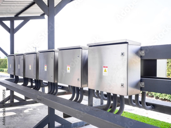 Obraz Outdoor electric control box. Circuit controller box.