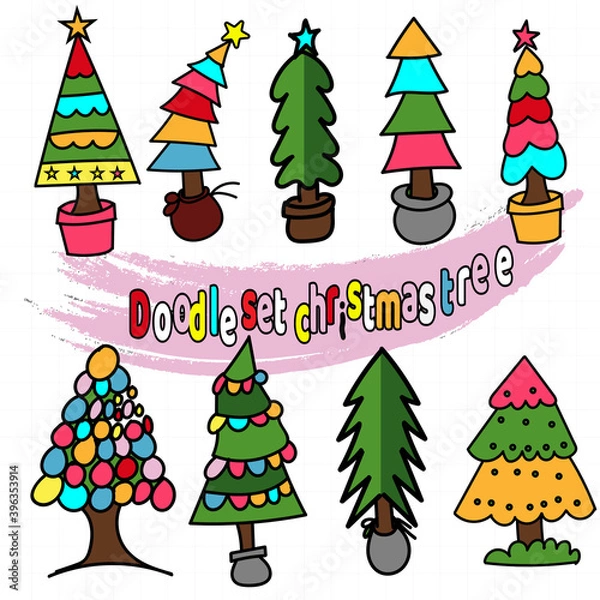 Obraz colorful hand drawn doodle christmas tree clip art