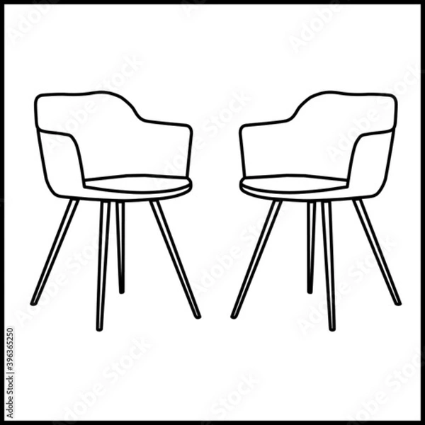 Fototapeta Outline two chair vector on isolate white background