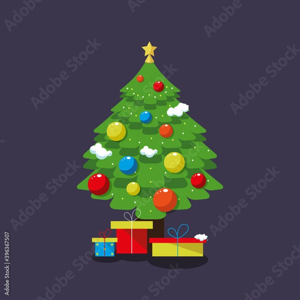 Fototapeta christmas tree with gift boxes