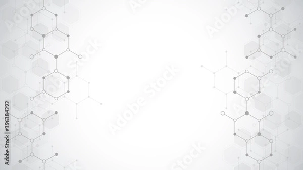 Fototapeta Abstract background of molecules. Molecular structures or chemical engineering, genetic research, innovation technology. Scientific, technical or medical concept.
