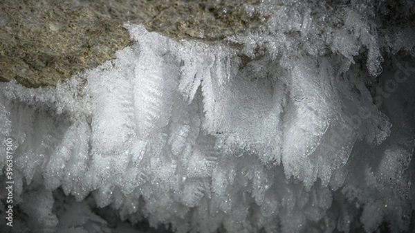 Fototapeta ice crystals on the ceiling in the cave