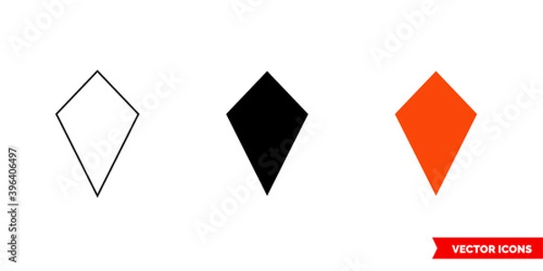 Fototapeta Kite shape icon of 3 types color, black and white, outline. Isolated vector sign symbol.