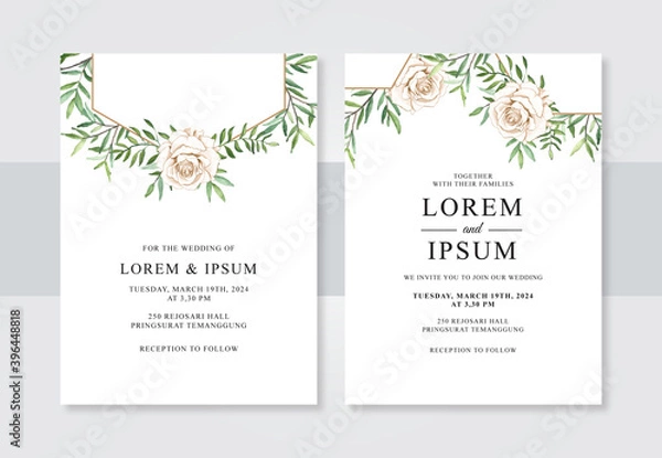 Obraz Beautiful wedding invitation template with watercolor floral
