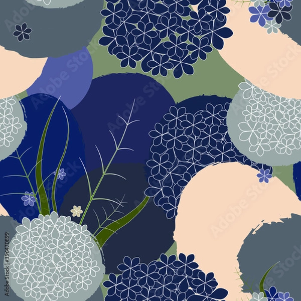 Obraz Floral vector pattern in gray and blue tones