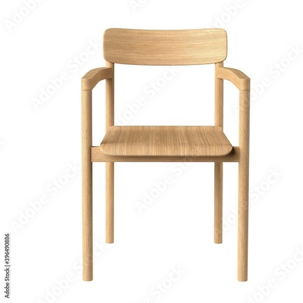Fototapeta Chair with armrest isolated on white background. Post Chair By designer Cecilie Manz, 2019, Fredericia. 3D rendering.