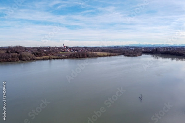 Fototapeta View over the Lech barrage 18 at Kaufering