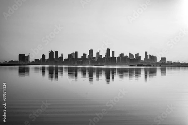 Obraz Reflection of the city skyline in Nurana island Bahrain