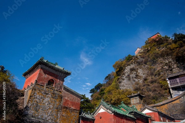 Fototapeta high view of Golden Palace (Palace of Harmony) is located on the highest peak in Wudang.