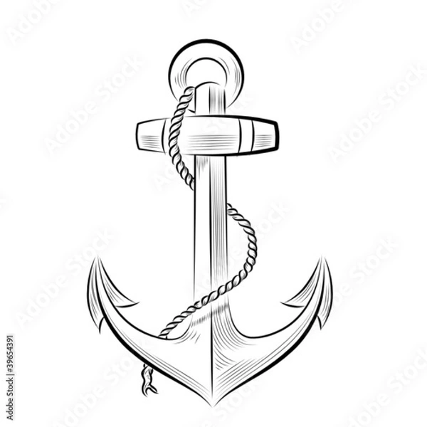 Obraz Drawing one-color anchor. Vector illustration