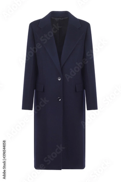 Obraz Dark Blue Wool Women's Coat. Front view