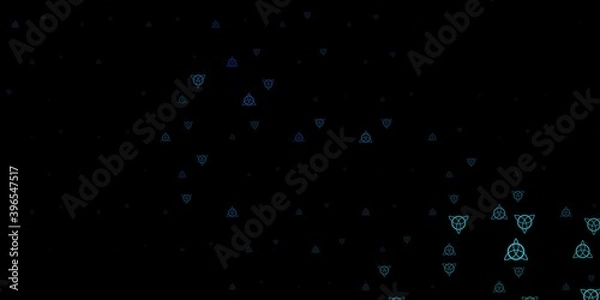 Fototapeta Dark Blue, Green vector backdrop with mystery symbols.