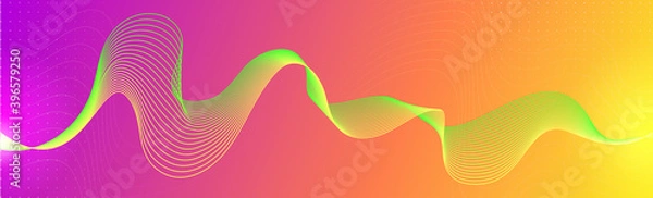 Fototapeta abstract futuristic wavy line on gradient colorful background. can be used for banners, flyers, brochure, booklet layout Template  for Landing Page. vector illustration. Modern tech design wide screen