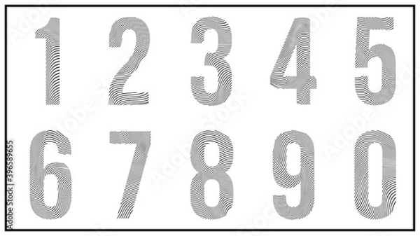 Obraz Numbers with illusion wave lines effect