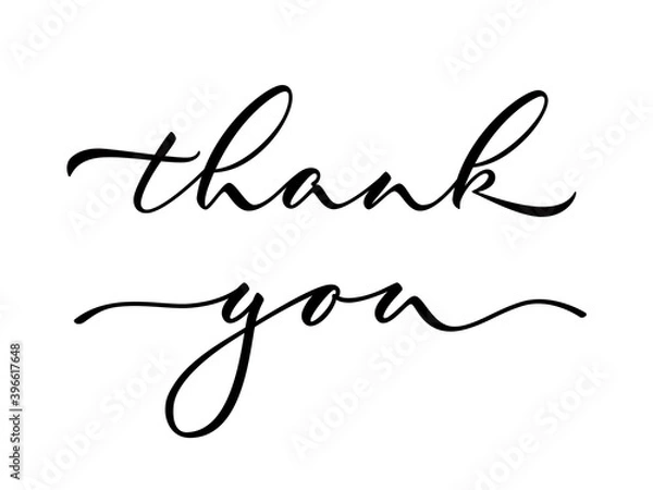 Obraz Thank you - isolated inscription on white background. Hand lettering. Vector.