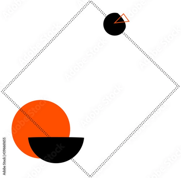Fototapeta Abstract frame with the lines, dotted line and orange shape.
