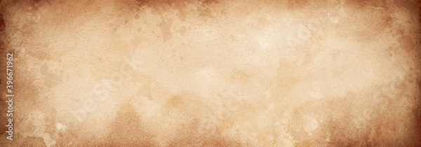 Fototapeta Vintage old paper banner background, Grunge brown paper texture or background with vignette.