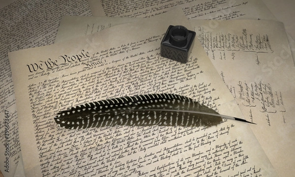 Obraz United States Constitution and Feather Pen